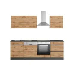 Held Möbel Küchenzeile Turin 240 Cm Wotaneiche-Graphit Mit E-Geräten -Obi Kuche Geschaft 2180 11016600 1103.6310 1a