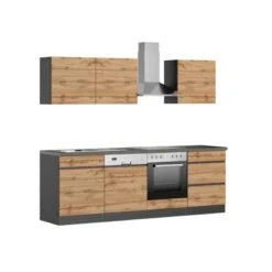 Held Möbel Küchenzeile Turin 240 Cm Wotaneiche-Graphit Mit E-Geräten -Obi Kuche Geschaft 2180 11016600 1103.6310 1b