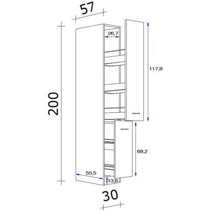 Flex-Well Exclusiv Apotheker-Hochschrank Focus 200 Cm X 30 Cm X 57 Cm Akazie 4 Flex-Well Exclusiv Apotheker-Hochschrank Focus 200 Cm X 30 Cm X 57 Cm Akazie – Bild 2