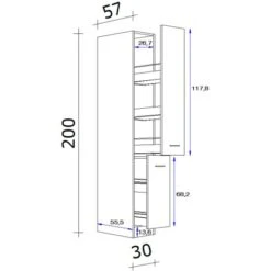 Flex-Well Apothekerschrank 30 Cm Arizona Quarz Cubanit-San Remo Eiche -Obi Kuche Geschaft 247350 4051 5 6