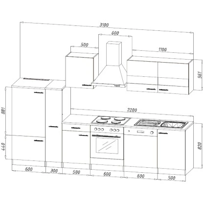 Respekta Küchenzeile KB310WG 310 Cm Grau-Weiß 7 Respekta Küchenzeile KB310WG 310 Cm Grau-Weiß – Bild 5
