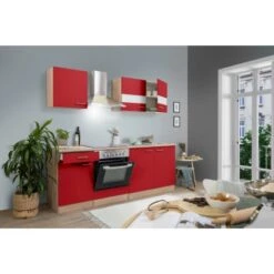 Respekta Küchenzeile KB210ESRC 210 Cm Rot-Eiche Sägerau Nachbildung