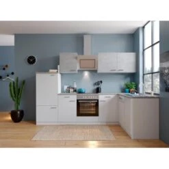 Respekta Winkelküche KBL280WWBSCG 280 X 172 Cm Weiß-Beton Optik -Obi Kuche Geschaft 2 4384 neu KBL280WWBSCG 02