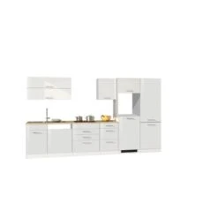 Held Möbel Küchenzeile Mailand 360 Cm Weiß Hochglanz-Weiß Matt Ohne E-Geräte -Obi Kuche Geschaft 3310 11016600 630.1.6210 1