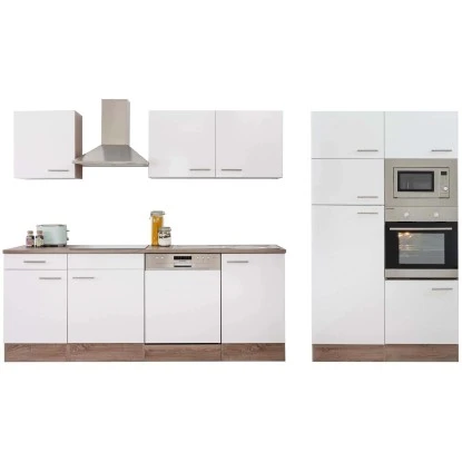 Respekta Küchenzeile Ohne E-Geräte 340 Cm Weiß Seidengl.-Eiche York 10 Respekta Küchenzeile Ohne E-Geräte 340 Cm Weiß Seidengl.-Eiche York – Bild 8