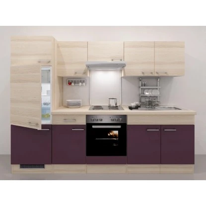 Flex-Well Exclusiv Küchenzeile Focus 270 Cm Akazie Nachbildung Aubergine 5 Flex-Well Exclusiv Küchenzeile Focus 270 Cm Akazie Nachbildung Aubergine – Bild 3