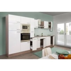 Respekta Küchenzeile KB360EYWMIGKE 360 Cm Weiß Seidengl.-Eiche York Nachbildung -Obi Kuche Geschaft 384 122020 KB360EYWMIGKE 2