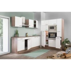 Respekta Küchenzeile KB360EYWMIGKE 360 Cm Weiß Seidengl.-Eiche York Nachbildung -Obi Kuche Geschaft 384 122020 KB360EYWMIGKE 3