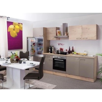 Flex-Well Küchenzeile Arizona 270 Cm Quarz Cubanit-San Remo Eiche 3 Flex-Well Küchenzeile Arizona 270 Cm Quarz Cubanit-San Remo Eiche