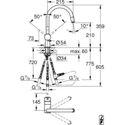 Grohe Einhand-Spültischbatterie Minta Chrom 12,5mm (1/2") C-Auslauf -Obi Kuche Geschaft 4005176295621 4520 2