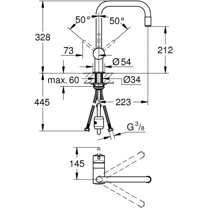 Grohe Einhand-Spültischbatterie Minta Chrom 12,5mm (1/2") U-Auslauf 4 Grohe Einhand-Spültischbatterie Minta Chrom 12,5mm (1/2") U-Auslauf – Bild 2