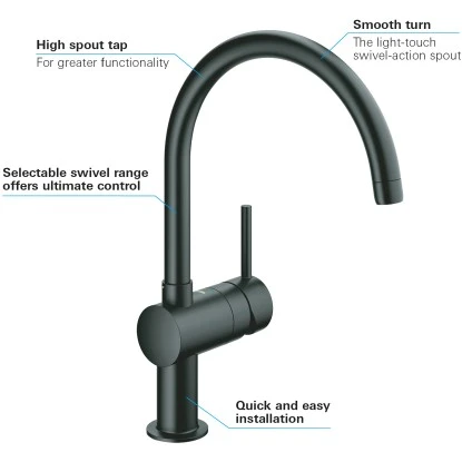 Grohe Minta Spültischbatterie Mit C-Auslauf In Velvet Black 4 Grohe Minta Spültischbatterie Mit C-Auslauf In Velvet Black – Bild 2
