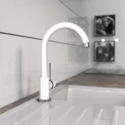 Schütte Spültischarmatur Cornwall Weiß-Chrom -Obi Kuche Geschaft 4008431791364 2759 6