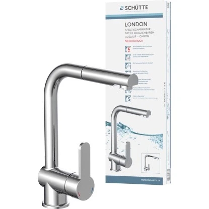 Schütte Spültischarmatur Niederdruck Herausziehbare Auslauf London Chrom 3 Schütte Spültischarmatur Niederdruck Herausziehbare Auslauf London Chrom
