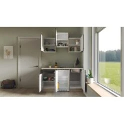 Flex-Well Exclusiv Singleküche Capri 150 Cm Schwarz Matt-Endgrain Oak -Obi Kuche Geschaft 4047584069890 4051 AB 03