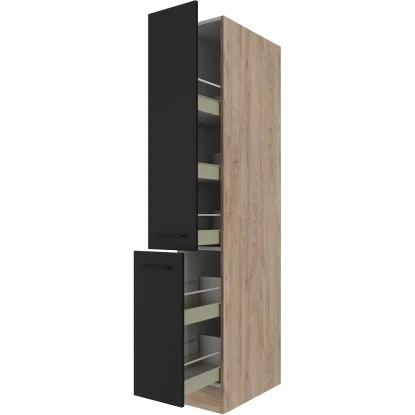 Flex-Well Exclusiv Apotheker-Hochschrank Capri 30 Cm Schwarz Matt-Endgrain Oak 4 Flex-Well Exclusiv Apotheker-Hochschrank Capri 30 Cm Schwarz Matt-Endgrain Oak – Bild 2