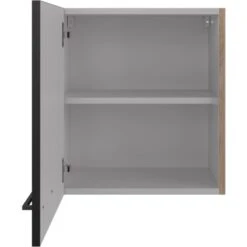 Flex-Well Exclusiv Oberschrank Capri 50 Cm X 55 Cm Schwarz Matt-Endgrain Oak -Obi Kuche Geschaft 4047584070162 4051 S 02