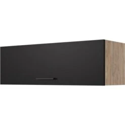 Flex-Well Exclusiv Kurz-Oberschrank Capri 100 X 32 Cm Schwarz Matt-Endgrain Oak