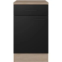 Flex-Well Exclusiv Unterschrank Capri 50 Cm Schwarz Matt-Endgrain Oak -Obi Kuche Geschaft 4047584070254 4051 S 01