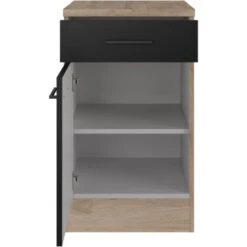 Flex-Well Exclusiv Unterschrank Capri 50 Cm Schwarz Matt-Endgrain Oak -Obi Kuche Geschaft 4047584070254 4051 S 03