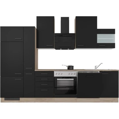 Flex-Well Exclusiv Küchenzeile Capri 310 Cm Schwarz Matt-Endgrain Oak 5 Flex-Well Exclusiv Küchenzeile Capri 310 Cm Schwarz Matt-Endgrain Oak – Bild 3