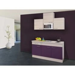 Flex-Well Exclusiv Singleküche Focus 150 Cm Breit Akazie-Aubergine