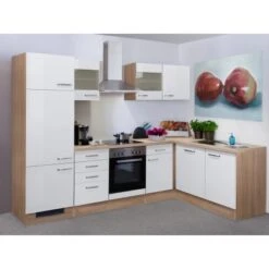 Flex-Well Exclusiv Winkelküche Valero 280 Cm Hochglanz Weiß-Sonoma Eiche -Obi Kuche Geschaft 4051 g 999 2802 014 valero