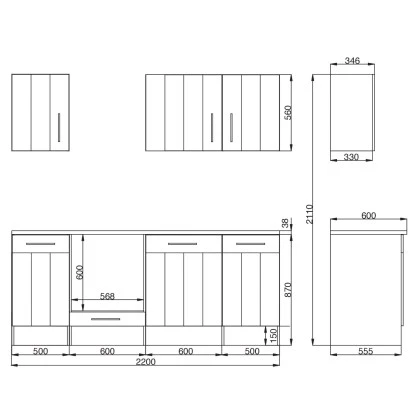 Respekta Premium Küchenzeile Landhaus 220 Cm Lärche Weiß Matt (DAH CH22058IXB) 6 Respekta Premium Küchenzeile Landhaus 220 Cm Lärche Weiß Matt (DAH CH22058IXB) – Bild 4