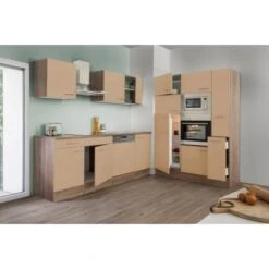 Respekta Economy Küchenzeile KB370EYCMIGKE 370 Cm Cappuccino-Eiche York Nachb.