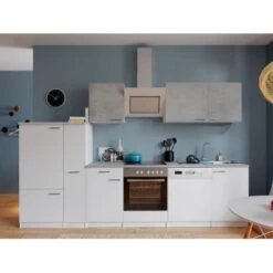 Respekta Economy Küchenzeile KB310WWBSC 310 Cm Weiß-Beton Optik -Obi Kuche Geschaft 4260515335752 4384 1