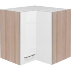 Flex-Well Exclusiv Eck-Hängeschrank Abaco 60 Cm X 60 Cm Perlmutt Glänzend-Akazie