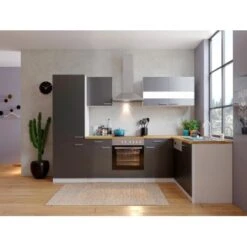 Respekta Winkelküche KBL280WGCGKEG 280 X 172 Cm Grau-Weiß-Butcher Nussbaum -Obi Kuche Geschaft 4384 neu KBL280WGCGKEG 02