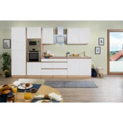 Respekta Premium Küchenzeile Grifflos 335 Cm Weiß Matt-Eiche Sägerau -Obi Kuche Geschaft 444 4384 GLRP335HESWMGKE 2