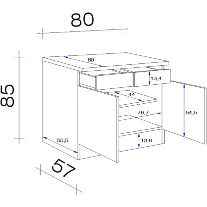 Flex-Well Exclusiv Unterschrank Morena 80 Cm Basaltgrau Matt - San Remo Eiche 4 Flex-Well Exclusiv Unterschrank Morena 80 Cm Basaltgrau Matt - San Remo Eiche – Bild 2