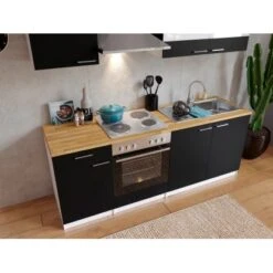 Respekta Küchenzeile KB210WS 210 Cm Schwarz-Weiß -Obi Kuche Geschaft 46645 4384 neu KB210WSG 03