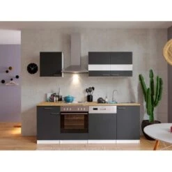 Respekta Küchenzeile KB220WG 220 Cm Grau-Weiß -Obi Kuche Geschaft 47551 4384 neu KB220WGG 02