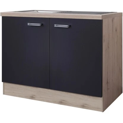 Flex-Well Exclusiv Spülenunterschrank Lara 100 Cm Anthrazit-San Remo Eiche 3 Flex-Well Exclusiv Spülenunterschrank Lara 100 Cm Anthrazit-San Remo Eiche