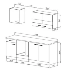 Respekta Küchenzeile KB210ESRC 210 Cm Rot-Eiche Sägerau Nachbildung -Obi Kuche Geschaft 488 4384 102021 KB210ESW 3