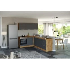 Held Möbel Winkelküche 240 Cm - 180 Cm Matt Grau-Wotaneiche -Obi Kuche Geschaft 4 11016600 1013.6293 3b 14