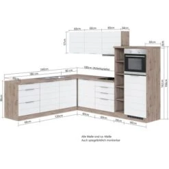 Held Möbel Winkelküche 240 Cm - 270 Cm Matt Grau-Wotaneiche -Obi Kuche Geschaft 50091 11016600 1029.6291 5