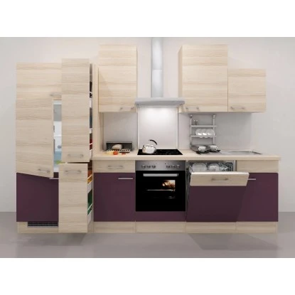 Flex-Well Exclusiv Küchenzeile Focus 310 Cm Akazie Nachbildung Aubergine 5 Flex-Well Exclusiv Küchenzeile Focus 310 Cm Akazie Nachbildung Aubergine – Bild 3