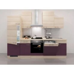 Flex-Well Exclusiv Küchenzeile Focus 280 Cm Akazie Nachbildung Aubergine -Obi Kuche Geschaft 51 block p8441 focus neu 1