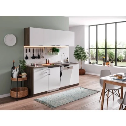 Respekta Küchenzeile KB195EYWC 195 Cm Weiß-Eiche Nachbildung Glaskeramikkochfeld 3 Respekta Küchenzeile KB195EYWC 195 Cm Weiß-Eiche Nachbildung Glaskeramikkochfeld