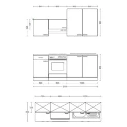 Flex-Well Classic Küchenzeile Florida 210 Cm Sonoma Eiche-Weiß-Sonoma Eiche -Obi Kuche Geschaft 5255948 4051 VM01