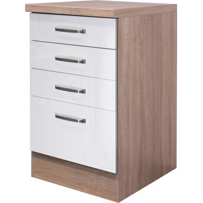 Flex-Well Exclusiv Schubkastenschrank Valero 50 Cm Hochglanz Weiß-Sonoma Eiche 3 Flex-Well Exclusiv Schubkastenschrank Valero 50 Cm Hochglanz Weiß-Sonoma Eiche