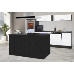 Respekta Premium Inselküche 280 Cm Weiß Hochglanz-Eiche Grau -Obi Kuche Geschaft 56 4384 RP280IEWC Ansicht3