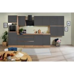 Respekta Küchenzeile GLRP380HESG Grifflos 380 Cm Grau Hochglanz-Sonoma Eiche -Obi Kuche Geschaft 5881560 4384 GLRP380HESG 2