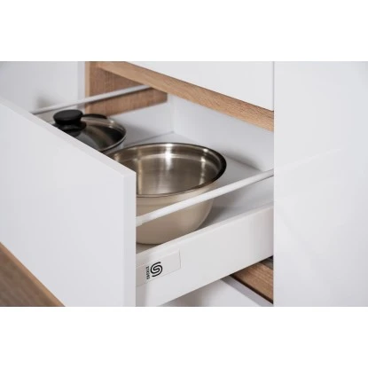 Respekta Küchenzeile GLRP370HESS Grifflos 370 Cm Schwarz Hochglanz-Sonoma Eiche 12 Respekta Küchenzeile GLRP370HESS Grifflos 370 Cm Schwarz Hochglanz-Sonoma Eiche – Bild 10