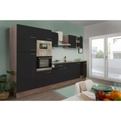 Respekta Küchenzeile Ohne E-Geräte 330 Cm Schwarz Seidengl.-Eiche York 8 Respekta Küchenzeile Ohne E-Geräte 330 Cm Schwarz Seidengl.-Eiche York -Obi Kuche Geschaft 59 4384 LBKB330EYSMIGKE 02