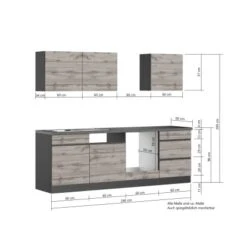 Held Möbel Küchenzeile Turin 240 Cm Graphit-Wotaneiche Ohne E-Geräte -Obi Kuche Geschaft 61877 11016600 1102.6311 5